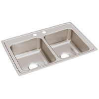 Elkay Lustertone Classic Stainless Steel 33" x 22" x 8-1/8", Equal Double Bowl Drop-in Sink LR33222