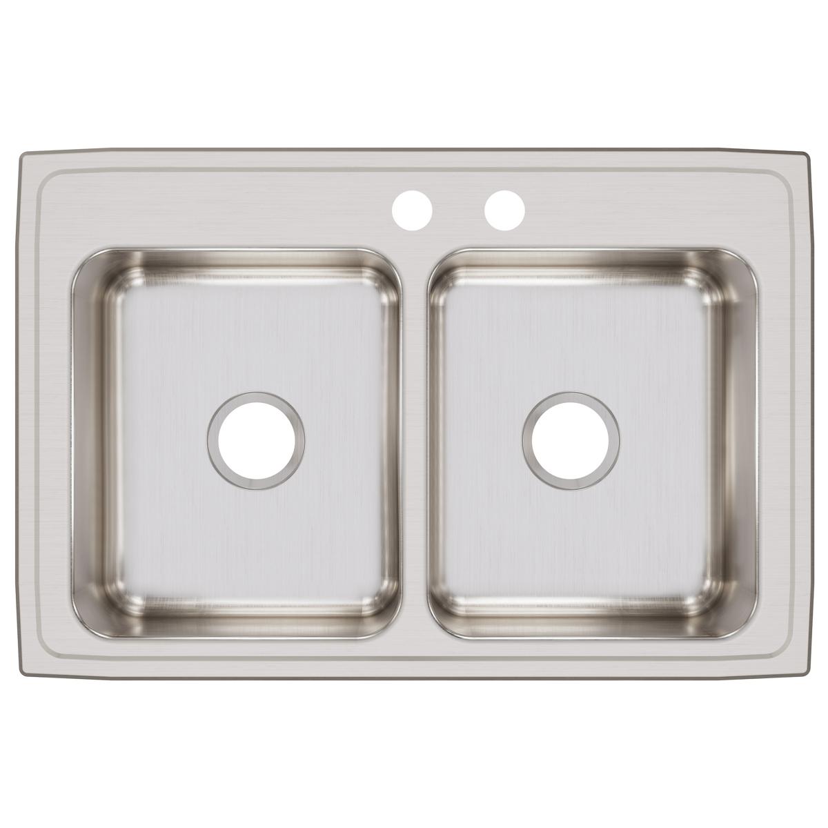 Elkay Lustertone Classic Stainless Steel 33" x 22" x 8-1/8", Equal Double Bowl Drop-in Sink LR3322MR2