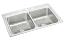 Elkay 18 Gauge Stainless Steel 33" x 22" x 8.125" Double Bowl Drop-in Kitchen Sink Kit LR3322PDX