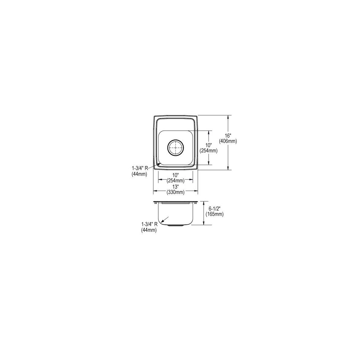 Elkay Lustertone Classic Stainless Steel 13" x 16" x 6-1/2", 1-Hole Single Bowl Drop-in ADA Sink LRAD1316651