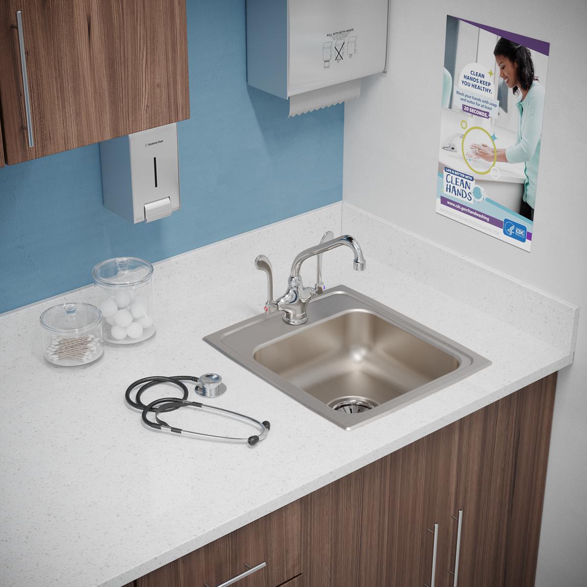 Elkay Lustertone Classic Stainless Steel 15" x 17-1/2" x 5", 1-Hole Single Bowl Drop-in ADA Sink LRAD1517501