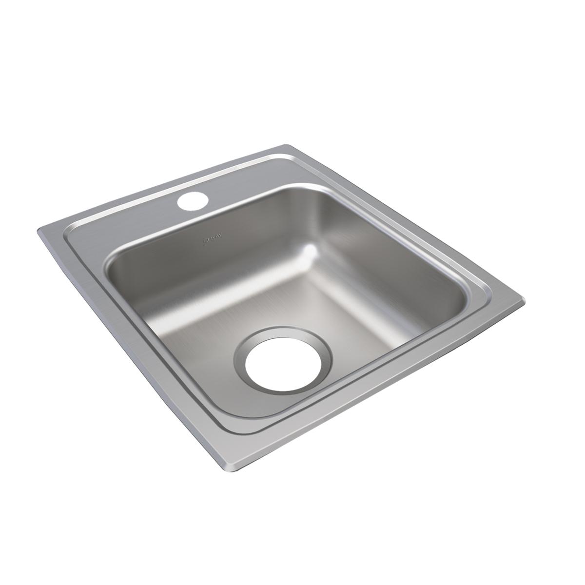 Elkay Lustertone Classic Stainless Steel 15" x 17-1/2" x 5-1/2", 1-Hole Single Bowl Drop-in ADA Sink LRAD1517551