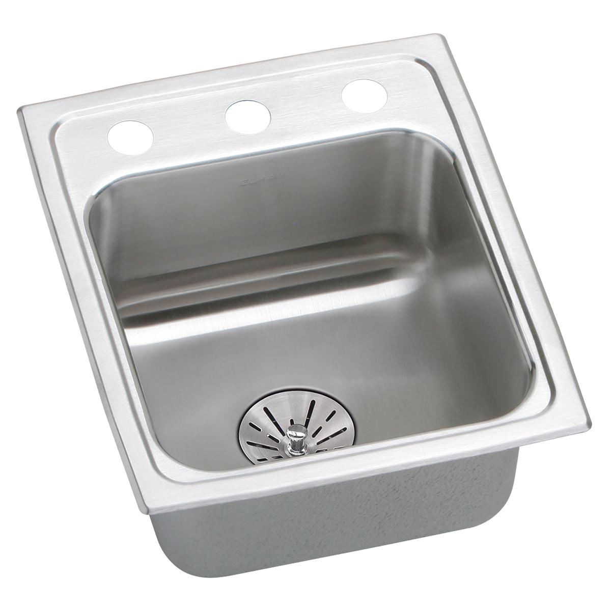Elkay Lustertone Classic Stainless Steel 15" x 17-1/2" x 6-1/2", Single Bowl Drop-in ADA Sink with Perfect Drain LRADQ151765PD3
