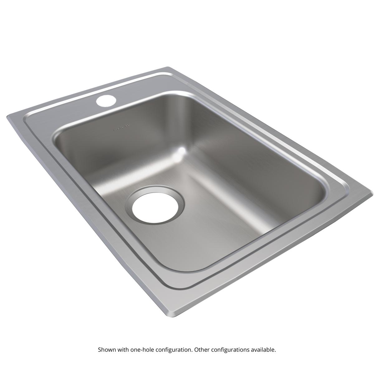 Elkay Lustertone Classic Stainless Steel 15" x 22" x 6-1/2", 3-Hole Single Bowl Drop-in ADA Sink LRAD1522653