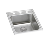 Elkay Lustertone Classic Stainless Steel 17" x 22" x 6-1/2", 3-Hole Single Bowl Drop-in ADA Sink with Perfect Drain LRAD172265PD3