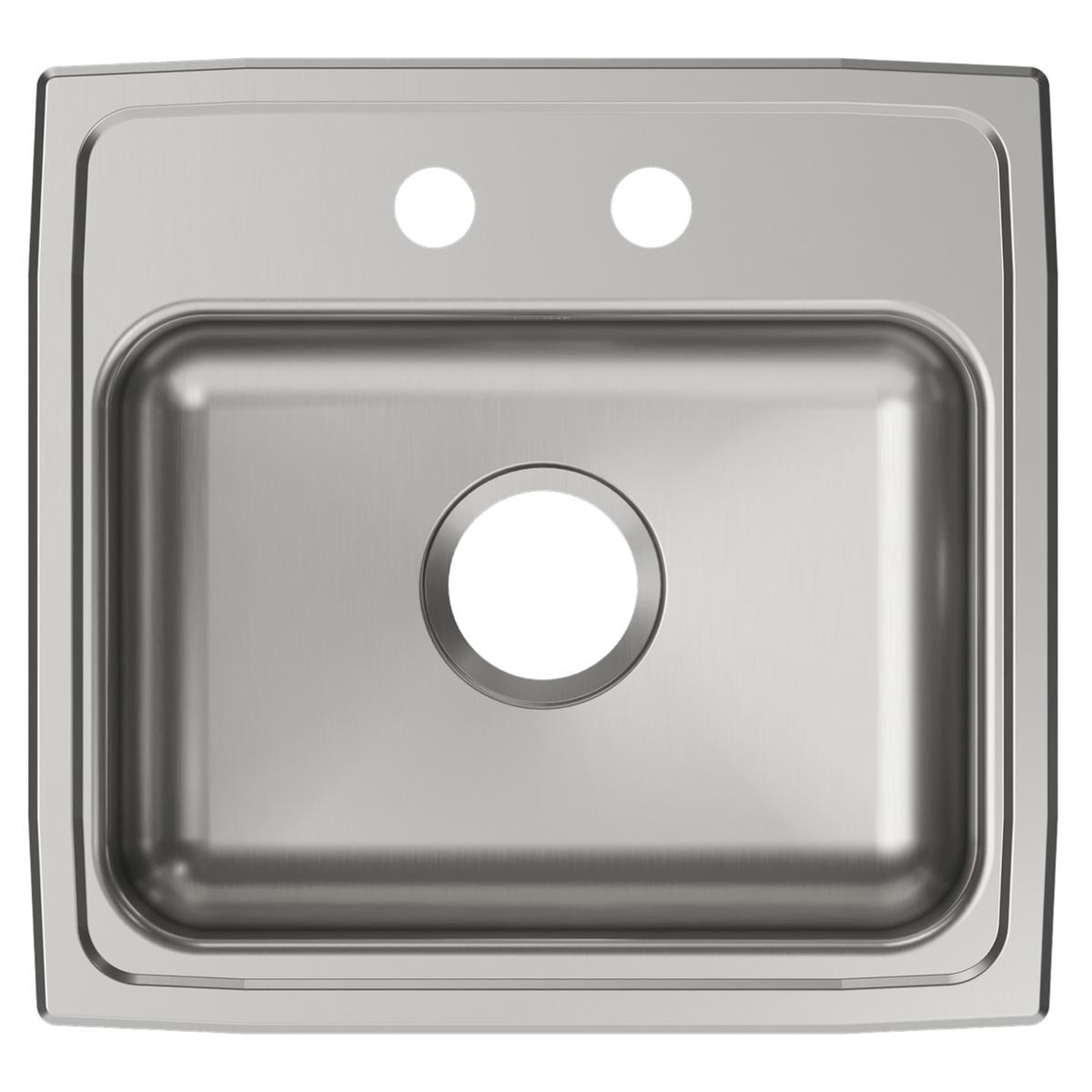 Elkay Lustertone Classic Stainless Steel 19" x 18" x 5-1/2", 2-Hole Single Bowl Drop-in ADA Sink LRAD1918552