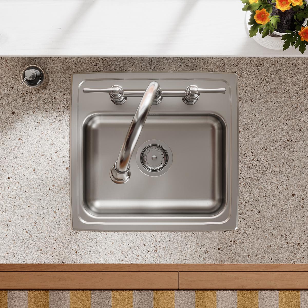Elkay Lustertone Classic Stainless Steel 19" x 18" x 5-1/2", 3-Hole Single Bowl Drop-in ADA Sink LRAD1918553