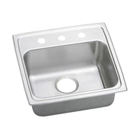 Elkay Lustertone Classic Stainless Steel 19-1/2" x 19" x 6-1/2", 2-Hole Single Bowl Drop-in ADA Sink with Quick-clip LRADQ1919652