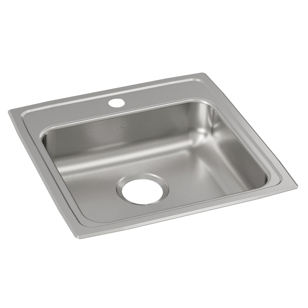 Elkay Lustertone Classic Stainless Steel 19-1/2" x 19" x 5", 1-Hole Single Bowl Drop-in ADA Sink LRAD1919501