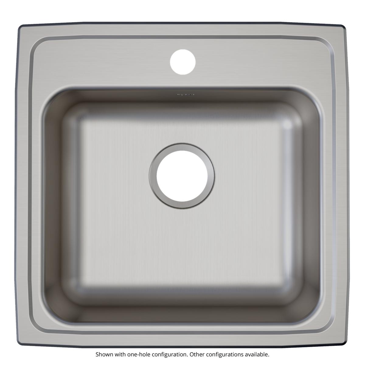 Elkay Lustertone Classic Stainless Steel 19-1/2" x 19" x 5-1/2", MR2-Hole Single Bowl Drop-in ADA Sink LRAD191955MR2