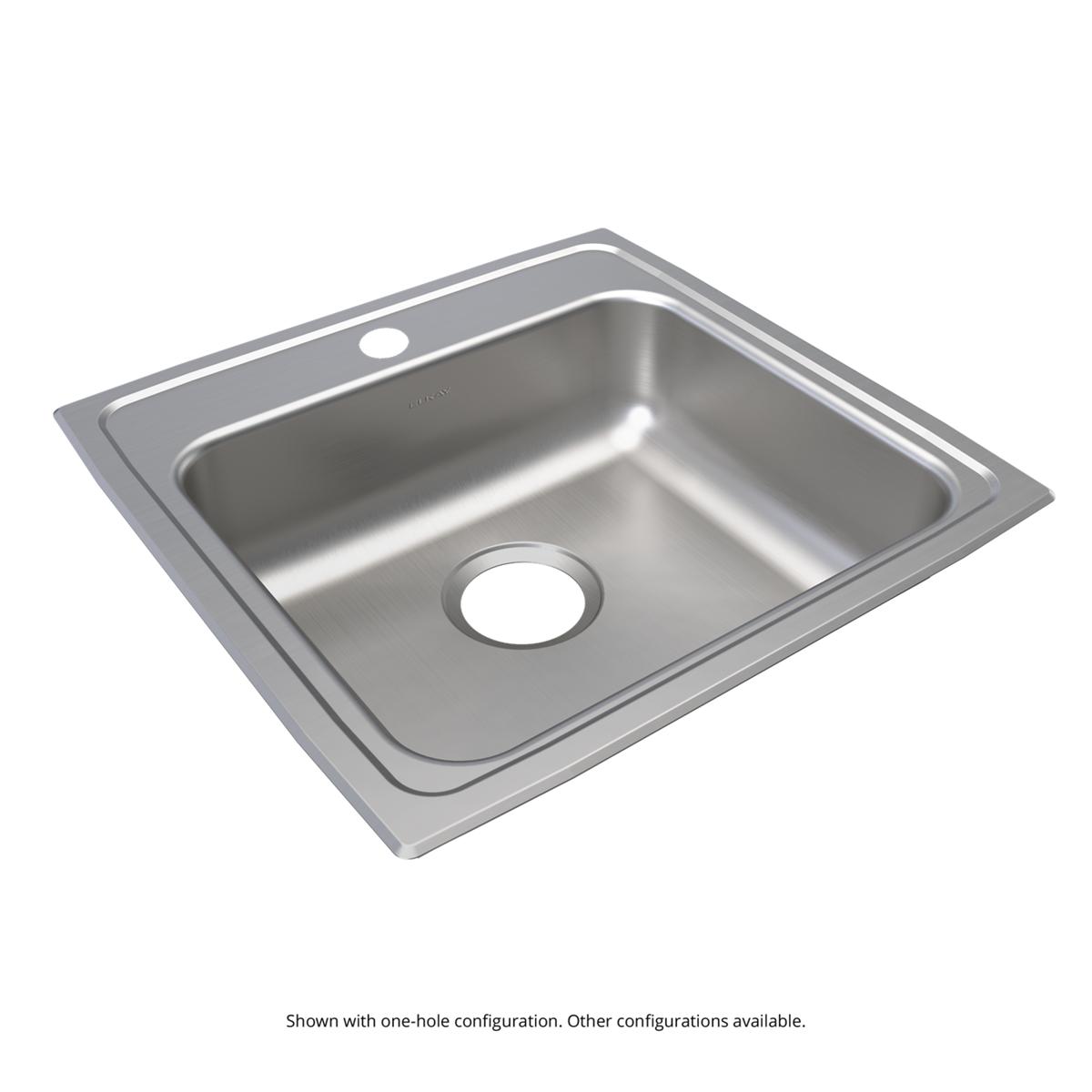 Elkay Lustertone Classic Stainless Steel 19-1/2" x 19" x 6-1/2", MR2-Hole Single Bowl Drop-in ADA Sink LRAD191965MR2