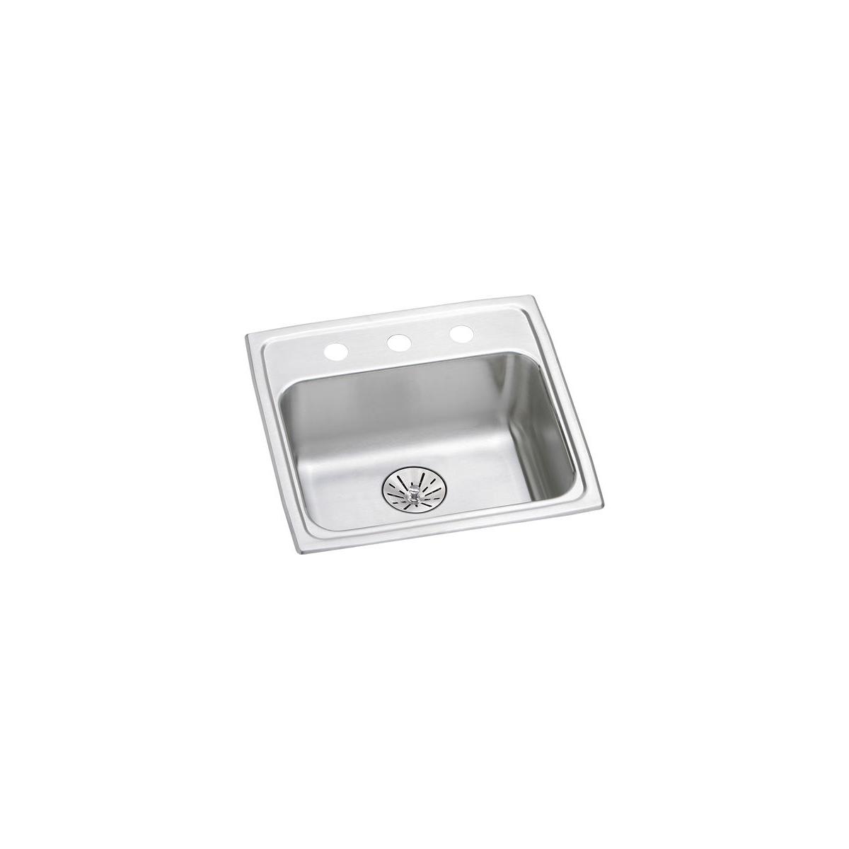 Elkay Lustertone Classic Stainless Steel 19" x 18" x 6-1/2", 3-Hole Single Bowl Drop-in ADA Sink with Perfect Drain LRAD191865PD3