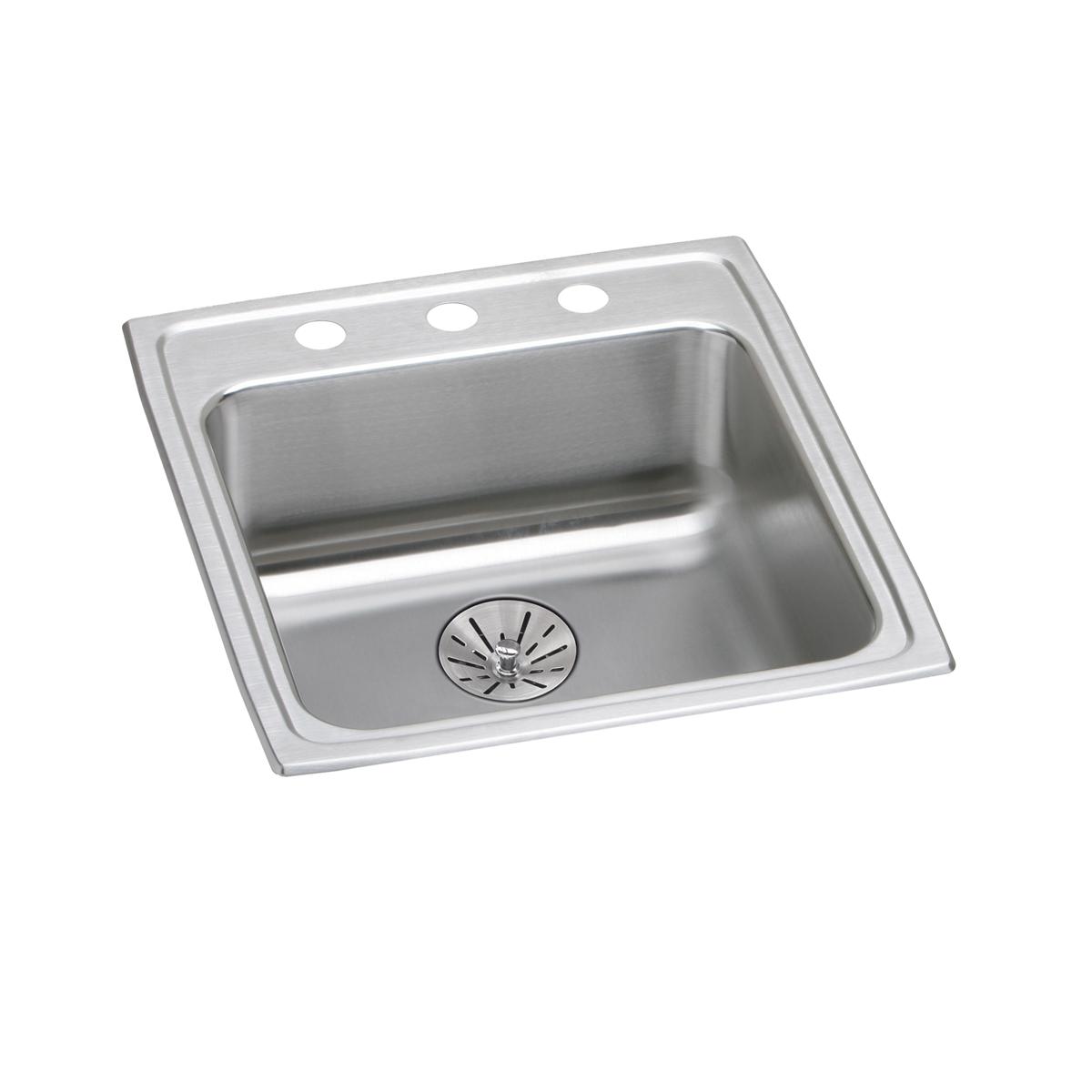 Elkay Lustertone Classic Stainless Steel 19-1/2" x 22" x 6-1/2", Single Bowl Drop-in ADA Sink with Perfect Drain LRAD202265PD3