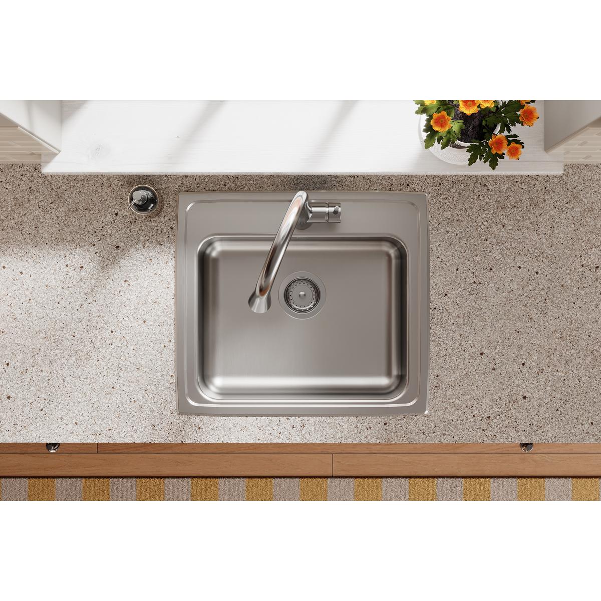 Elkay Lustertone Classic Stainless Steel 22" x 19-1/2" x 6-1/2", Single Bowl Drop-in ADA Sink LRAD2219651