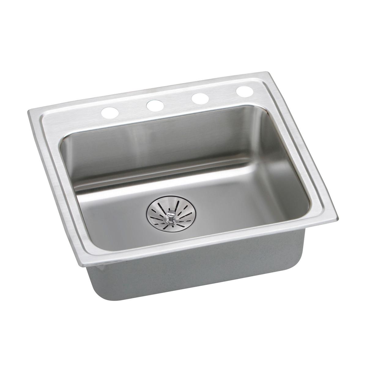 Elkay Lustertone Classic Stainless Steel 25" x 21-1/4" x 6-1/2", Single Bowl Drop-in ADA Sink with Perfect Drain LRADQ252165PD1