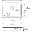 Elkay Lustertone Classic Stainless Steel 25" x 22" x 4-1/2", Single Bowl Drop-in ADA Sink LRAD2522453