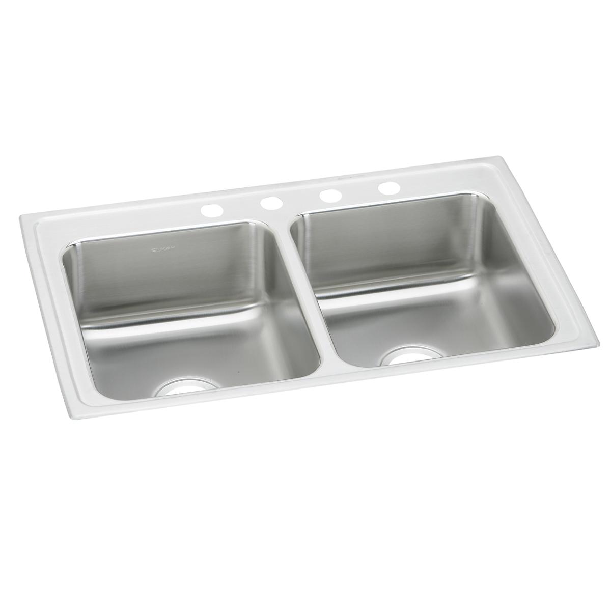 Elkay Lustertone Classic Stainless Steel 29" x 18" x 4", 3-Hole Equal Double Bowl Drop-in ADA Sink LRAD2918403