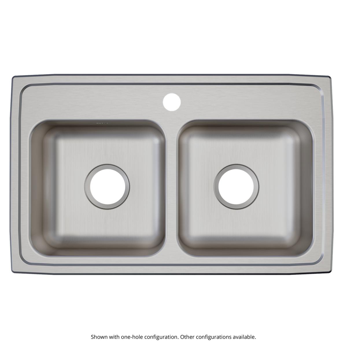Elkay Lustertone Classic Stainless Steel 29" x 18" x 6", 1-Hole Equal Double Bowl Drop-in ADA Sink LRAD2918601