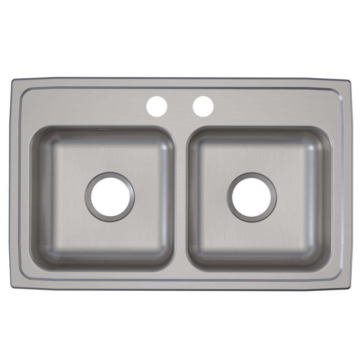 Elkay Lustertone Classic Stainless Steel 29" x 18" x 5-1/2", 2-Hole Equal Double Bowl Drop-in ADA Sink LRAD2918552