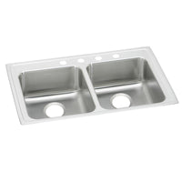 Elkay Lustertone Classic Stainless Steel 29" x 22" x 6", 4-Hole Equal Double Bowl Drop-in ADA Sink LRAD2922604