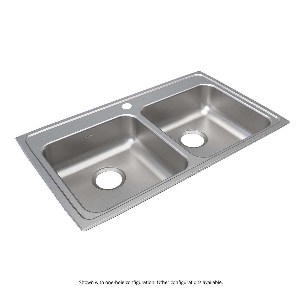 Elkay Lustertone Classic Stainless Steel 33" x 19-1/2" x 5-1/2", Equal Double Bowl Drop-in ADA Sink LRAD3319553
