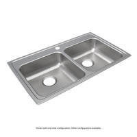 Elkay Lustertone Classic Stainless Steel 33" x 19-1/2" x 6", 2-Hole Equal Double Bowl Drop-in ADA Sink LRAD3319602