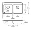 Elkay 18 Gauge Stainless Steel 33" x 19.5" x 6" Double Bowl Drop-in Kitchen Sink LRAD331960X