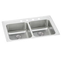 Elkay Lustertone Classic Stainless Steel 33" x 19-1/2" x 6-1/2", 1-Hole Double Bowl Drop-in ADA Sink w/Perfect Drain LRAD331965PD1