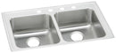 Elkay 18 Gauge Stainless Steel 33" x 21.25" x 4" Double Bowl Drop-in Kitchen Sink LRAD3321404
