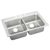 Elkay Lustertone Classic Stainless Steel 33" x 22" x 5-1/2", 2-Hole Equal Double Bowl Drop-in ADA Sink with Quick-clip LRADQ3322552