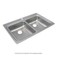Elkay Lustertone Classic Stainless Steel 33" x 22" x 5-1/2", 3-Hole Equal Double Bowl Drop-in ADA Sink LRAD3322553