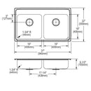 Elkay Lustertone Classic Stainless Steel 37" x 22" x 6-1/2", 4-Hole Equal Double Bowl Drop-in ADA Sink LRAD3722654