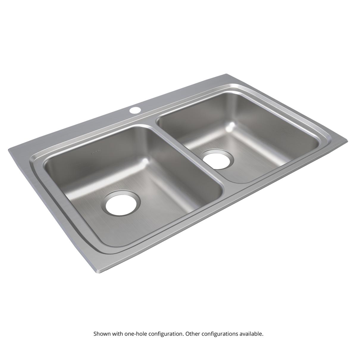 Elkay Lustertone Classic Stainless Steel 33" x 22" x 6-1/2", 1-Hole Equal Double Bowl Drop-in ADA Sink with Quick-clip LRADQ3322651
