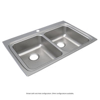 Elkay Lustertone Classic Stainless Steel 33" x 22" x 6-1/2", 1-Hole Equal Double Bowl Drop-in ADA Sink with Quick-clip LRADQ3322651