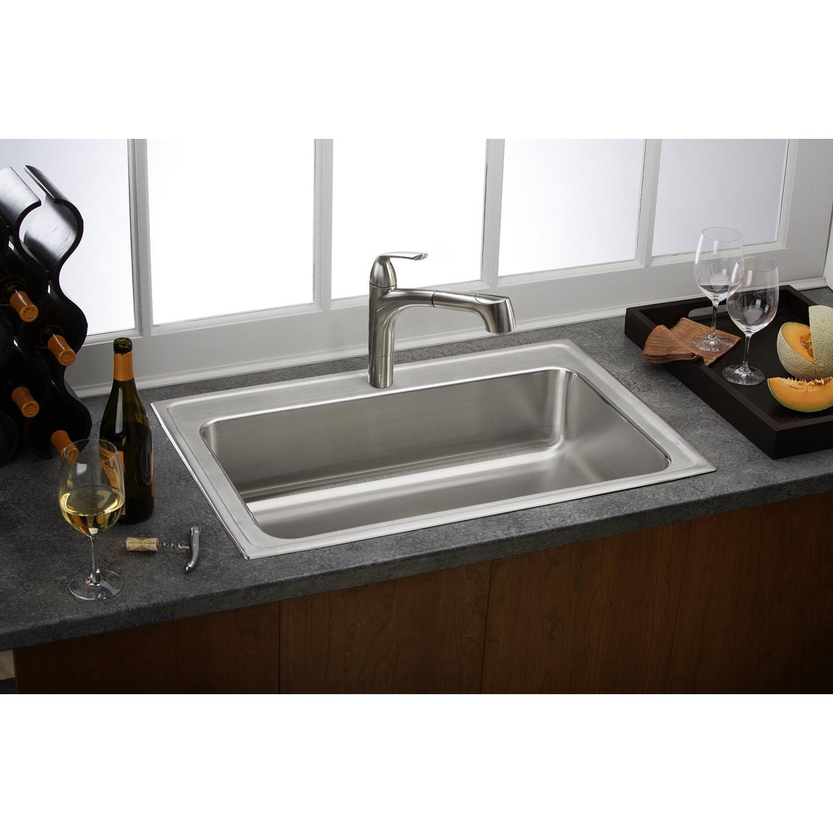 Elkay Lustertone Classic Stainless Steel 33" x 22" x 7-5/8", Single Bowl Drop-in Sink LRS33221