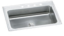 Elkay 18 Gauge Stainless Steel 33" x 22" x 7.625" Single Bowl Drop-in Kitchen Sink Kit LRS3322PD3