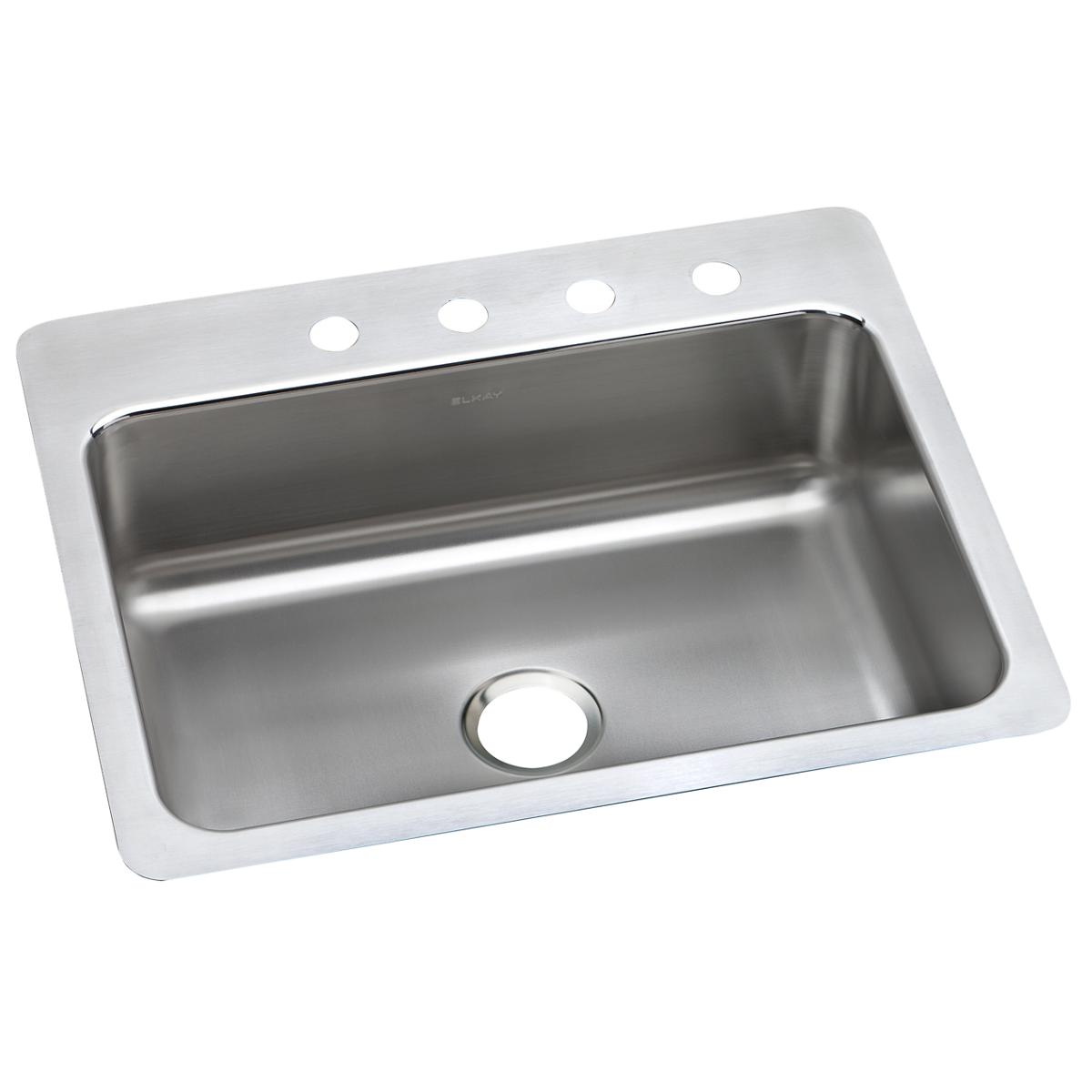 Elkay Lustertone Classic Stainless Steel 27" x 22" x 8", 2-Hole Single Bowl Dual Mount Sink LSR27222