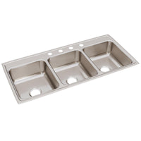 Elkay Lustertone Classic Stainless Steel 46" x 22" x 7-5/8", 4-Hole Triple Bowl Drop-in Sink LTR46224