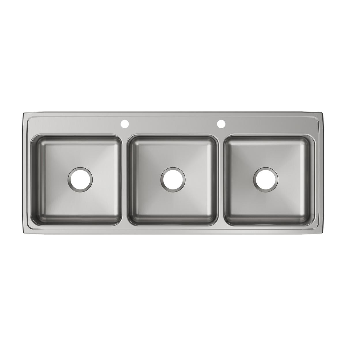 Elkay Lustertone Classic Stainless Steel 54" x 22" x 10-1/8", Triple Bowl Drop-in Sink LTR5422102