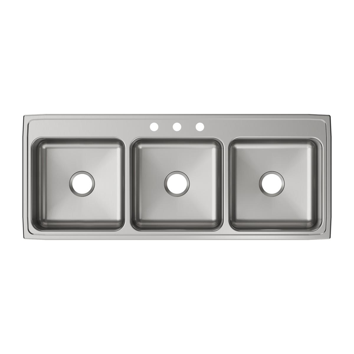 Elkay Lustertone Classic Stainless Steel 54" x 22" x 10-1/8", Triple Bowl Drop-in Sink LTR5422103