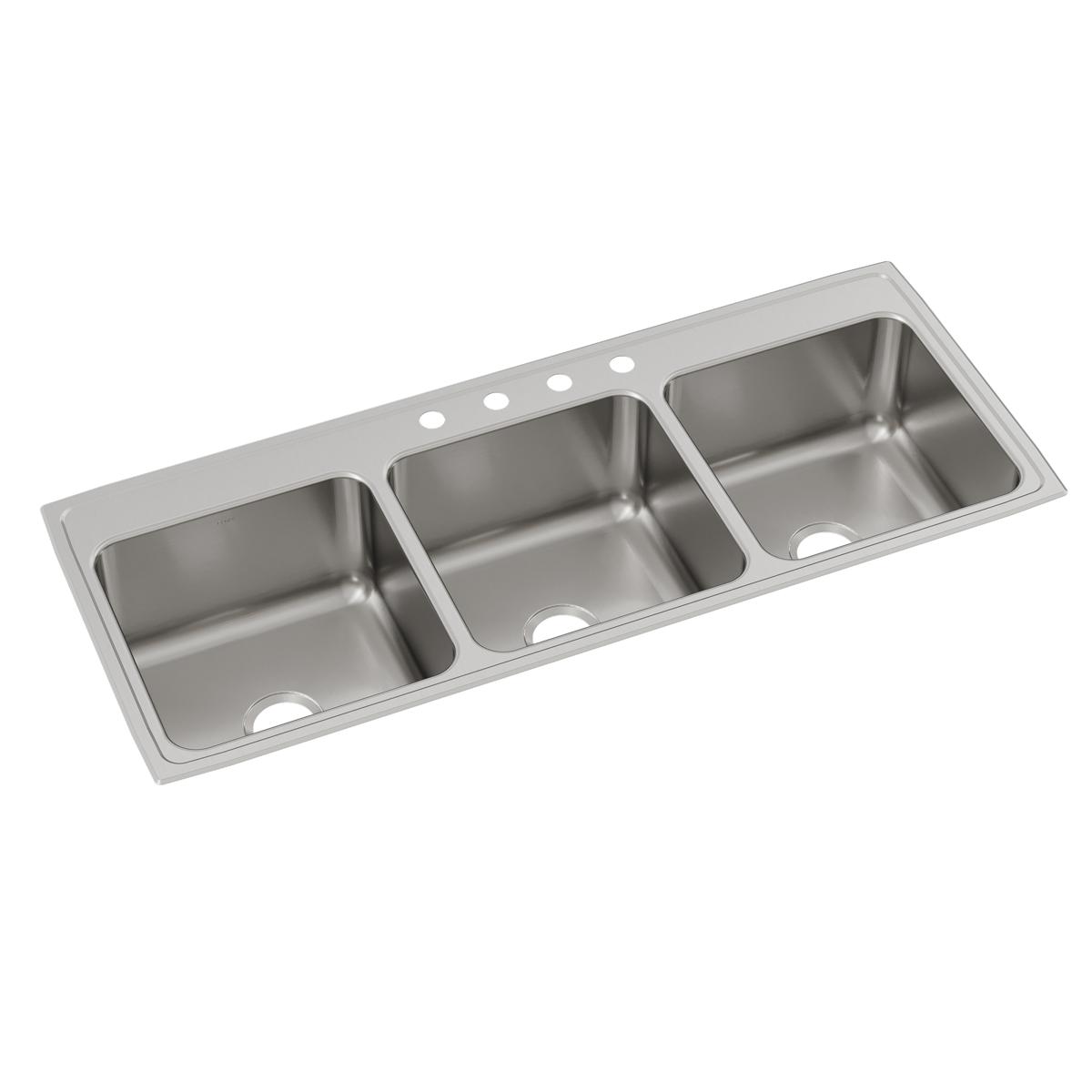 Elkay Lustertone Classic Stainless Steel 54" x 22" x 10-1/8", Triple Bowl Drop-in Sink LTR5422104