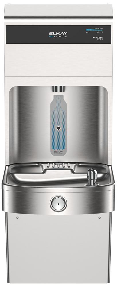Elkay Pro Filtration VR Bottle Filling Station & Single ADA Cooler w/ Double Capacity Lead + Total PFAS** Filters - SS LVRC8WSPRO-2FLP4