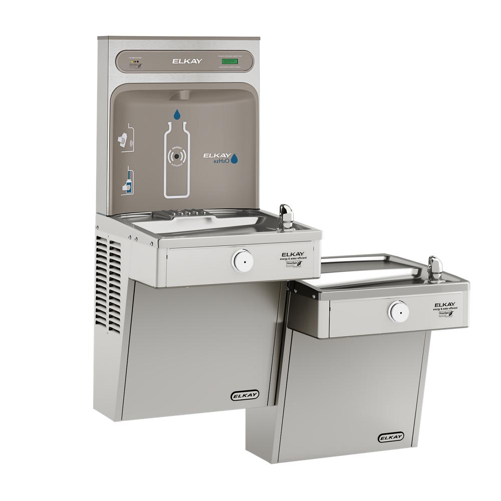 Elkay ezH2O Bottle Filling Station & Bi-Level High Efficiency Vandal-Resistant Cooler, Filtered, 8.0 GPH LVRCGRNTL8WSK