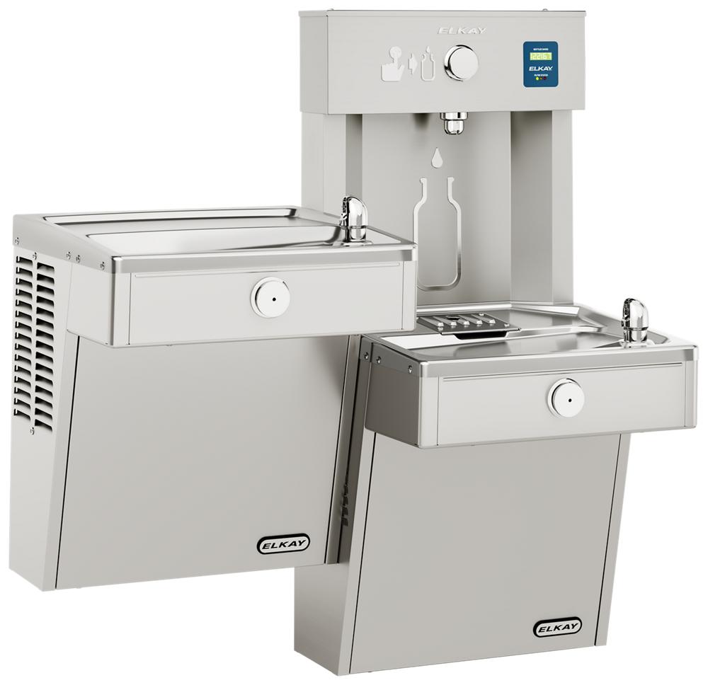 Elkay ezH2O Vandal-Resistant Bottle Filling Station & Bi-Level Cooler, Filtered, 8.0 GPH, Stainless Steel LVRCTL8WSK