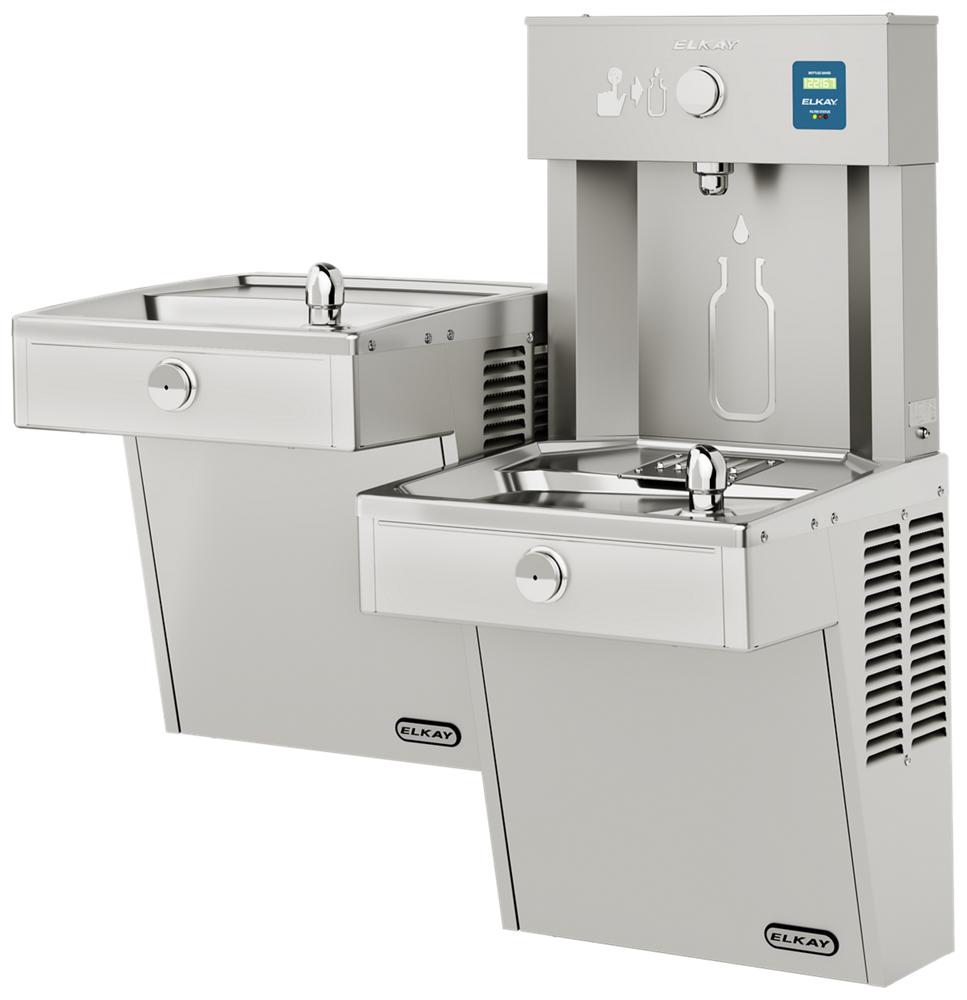 Elkay ezH2O Vandal-Resistant Bottle Filling Station & Bi-Level Cooler, Filtered, 8.0 GPH, Stainless Steel LVRCTL8WSK