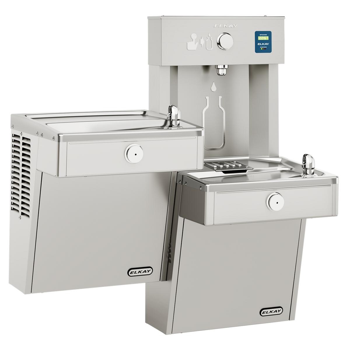 Elkay ezH2O Vandal-Resistant Bottle Filling Station &, Bi-Level Cooler Filtered Non-Refrigerated Stainless LVRCTLDDWSK