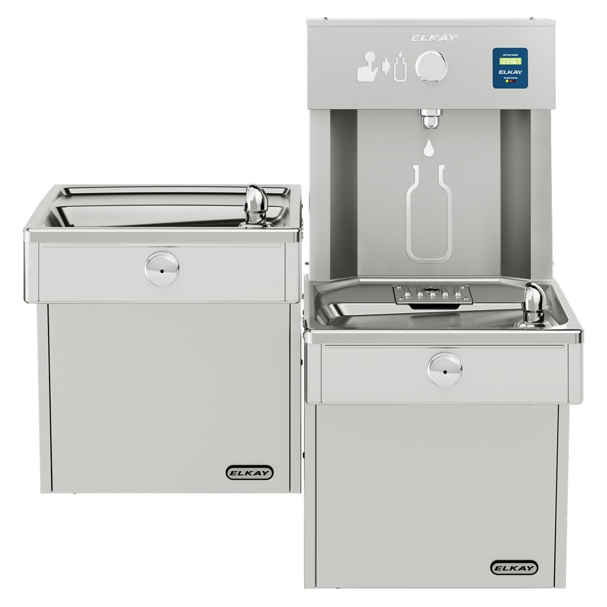 Elkay ezH2O Vandal-Resistant Bottle Filling Station &, Bi-Level Cooler Filtered Non-Refrigerated Stainless LVRCTLDDWSK