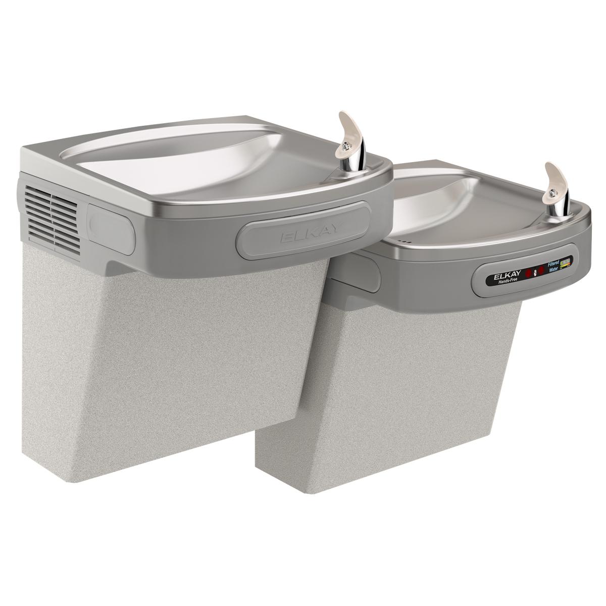 Elkay Versatile Cooler Wall Mount Bi-Level ADA Hands-Free, Filtered Refrigerated Light Gray Granite LZOSTL8LC