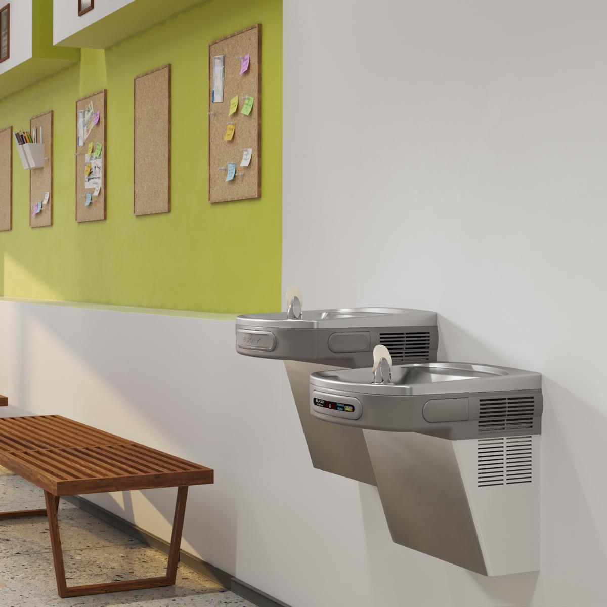 Elkay Versatile Cooler Wall Mount Bi-Level ADA Hands-Free, Filtered Refrigerated Stainless LZOSTL8SC