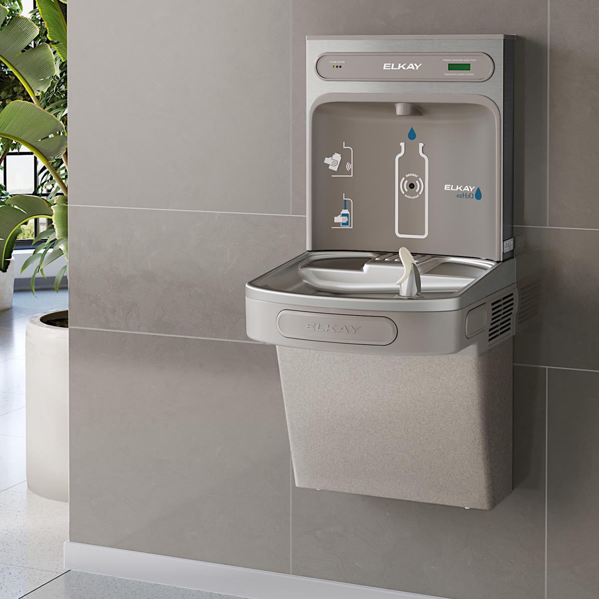 Elkay ezH2O Bottle Filling Station & Single ADA Cooler Filtered Refrigerated Light, 8.0 GPH, Light Gray Granite LZS8WSLK